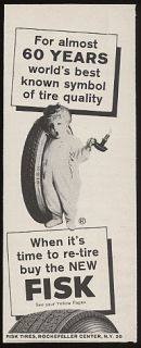 1962 Fisk Tires Sleepy Little Boy with Candle Print Ad