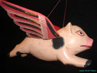 Flying Pig Angel Piggy Hog Mobile Balinese Folk Art