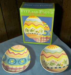 Fitz and Floyd Eggscapades Ceramic Easter Egg Bowls NIB
