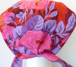 Red Floral Cancer Chemotherapy Hat Alopecia Hair Loss Scarf Turban
