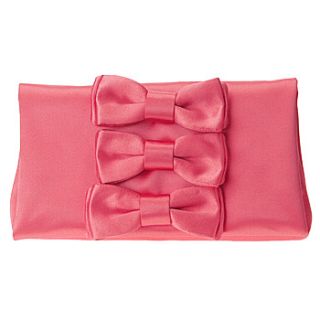 HOLLYWOULD Womens Bow Clutch Coral Satin
