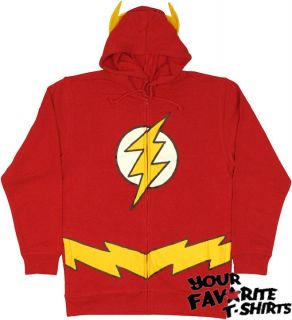 The Flash Costume with Mask DC Comics Licensed Zip Up Hoodie s 2XL