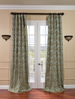 Amalfi Aqua Bronze Faux Silk Jacquard Curtains Drapes