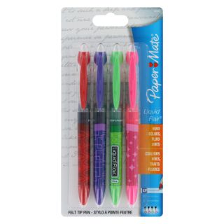 Papermate Liquid Flair Felt Tip Pens Assorted Inks Extra Fine Point 4