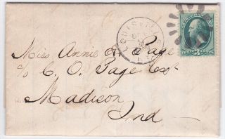  1876 Fancy Cancel on Cover to Madison Indiana with Letter