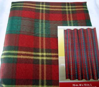 New Red Green Tartan Plaid Fabric Shower Curtain Gold