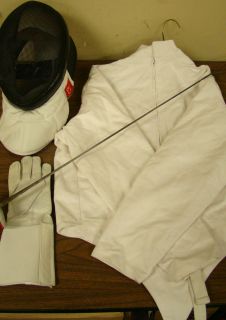 Blade Fencing White Cotton Jacket Glove Mask and Sword