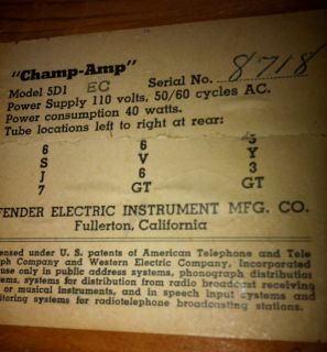 1955 FENDER CHAMP AMP   5D1   ORIGINAL   EXCELLENT TWEED