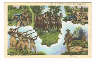Infantry Activities Fort Bragg N C WWII Postcard 1940S