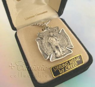 Creed St Florian Silver Catholic Shield Medal Firemen