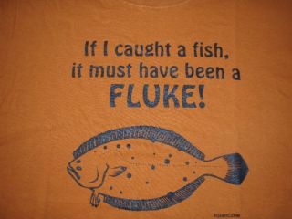 Fluke Fishing Long Sleeved T Shirt Funny Size L Cotton