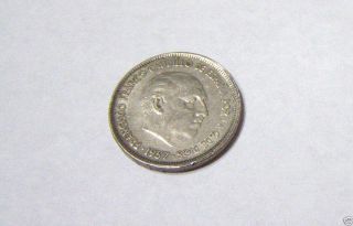 1957 Spain 25 PTAS Pesetas Francisco Franco Caudillo Coin as Shown