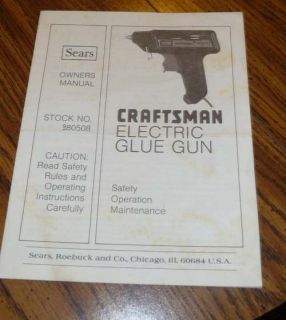   Craftsman Electric Glue Gun Owner Manual