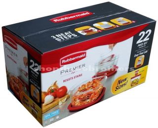 New Rubbermaid Premier 22 PC Food Storage Containers Set Stain Shield