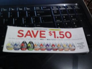 10 FOOD DRINK WATER COUPONS 1 50 1 MIO OR MIO ENERGY ANY FLAVOR 6 30