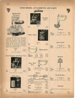 1950 Sunbeam Food Mixers Attachments Butter Churn Ad