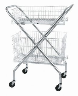 Medline Folding Utility Cart Wire 2 Baskets Included
