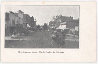 MI Fowlerville Grand Ave Town View mailed 1908 M45008