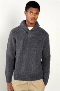 Fred Perry graphite marl charcoal grey, chunky shawl collar knitted