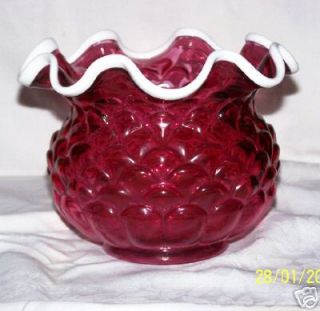 Fenton Cranberry Snow Crest Vase Bowl Frank M Fenton