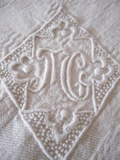FRENCH ANTIQUE UNUSED HAND EMBROIDERED PURE LINEN LAP NAPKINS