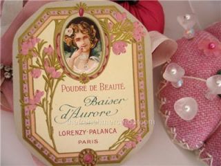 Antique French Perfume Label Cameo Lady Paris Powder Box