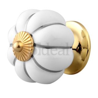 white gold pumpkin ceramic cabinet drawer door pull knobs handles