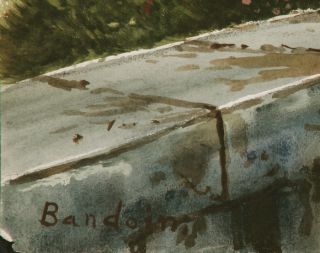Bandoin Signed Orig Vintage w C Painting French Village