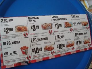 KFC Kentucky Fried Chicken Coupon Inclde Popcorn Chickn Chickn Pot Pie