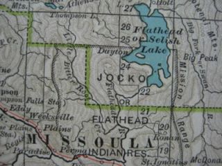 Original 1897 Map Montana Indian Reservations Missoula