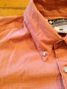 Columbia Sportswear Company Orange Mini Windowpane Short Sleeved Large
