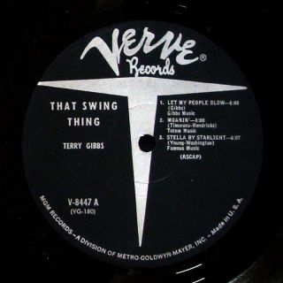 Terry Gibbs Quartet That Swing Thing LP Verve Records V 8447 Orig US