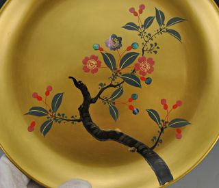Fuji Japanese Lacquer Bowl Plate Floral Tree Abalone