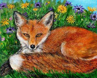  Painting Wildflowers Flower Foxes Wildlife Kristine Kasheta Art