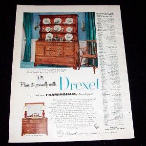 1955 Ad Drexel Framingham Mahogany Furniture Buffet Etc