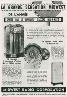 1937 French Ad American Radio 18 Lamps Midwest Radio Dial A Matic Fast