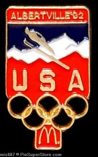 Olympic Pins Team USA NOC 1992 Albertville France McDonalds Sponsor