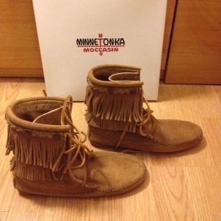 MINNETONKA TRAMPER SUEDE ANKLE BOOT Light Brown taupe Suede women Size