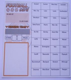 50 Football Fundraising Scratch Cards Free Post 40 Team