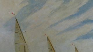 Burton Oil Painting Yachting Signed and Dated 1962 16 Ins x 20 Ins