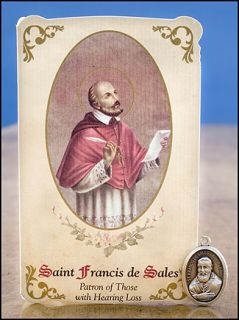 CATHOLIC St Saint Francis de Sales Patron Hearing Card Medal