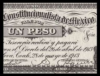 Peso Banknote Mexico Revolution 1913 Monclova Issue Pick S626 Crisp