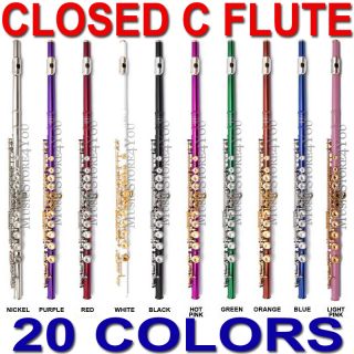 Closed C Flute Lazarro w Split E Case Care Kit 20 Colors Silver or