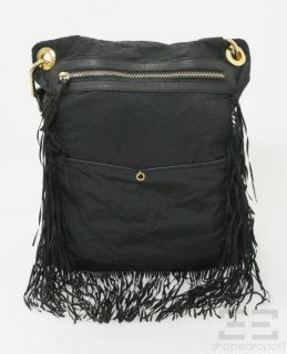 lanvin black nylon fringe crossbody handbag