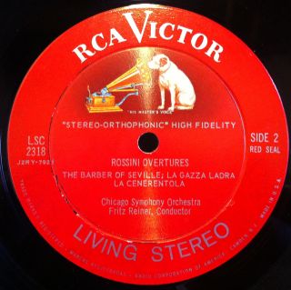 RCA US Living Stereo SD 1959 FRITZ REINER rossini overtures LP VG+ LSC