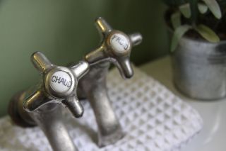 Vintage French Faucet Handles Chaud Froid Hot Cold Porcelain Make
