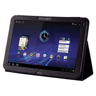 Black Folio Leather Case Cover for Motorola Xoom Tablet