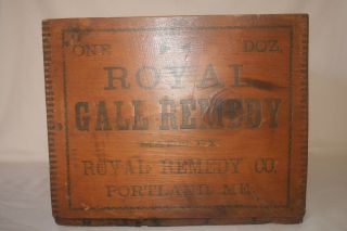 Antique Wooden Box Royal Gall Remedy Horse Portland Maine 1900s