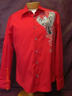 Long  Dress on Bizzo Mens Red Long Sleeve Dress Shirt With Sequin Graphic Cross