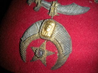  Masonic Shrine Wool Fez Hat Fred G Webber Gold Silver Emblem